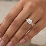 Emerald-Cut East-West Diamond Engagement Ring