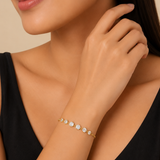 Gold Plated Station Bracelet with Brilliant Round-Cut Crystals