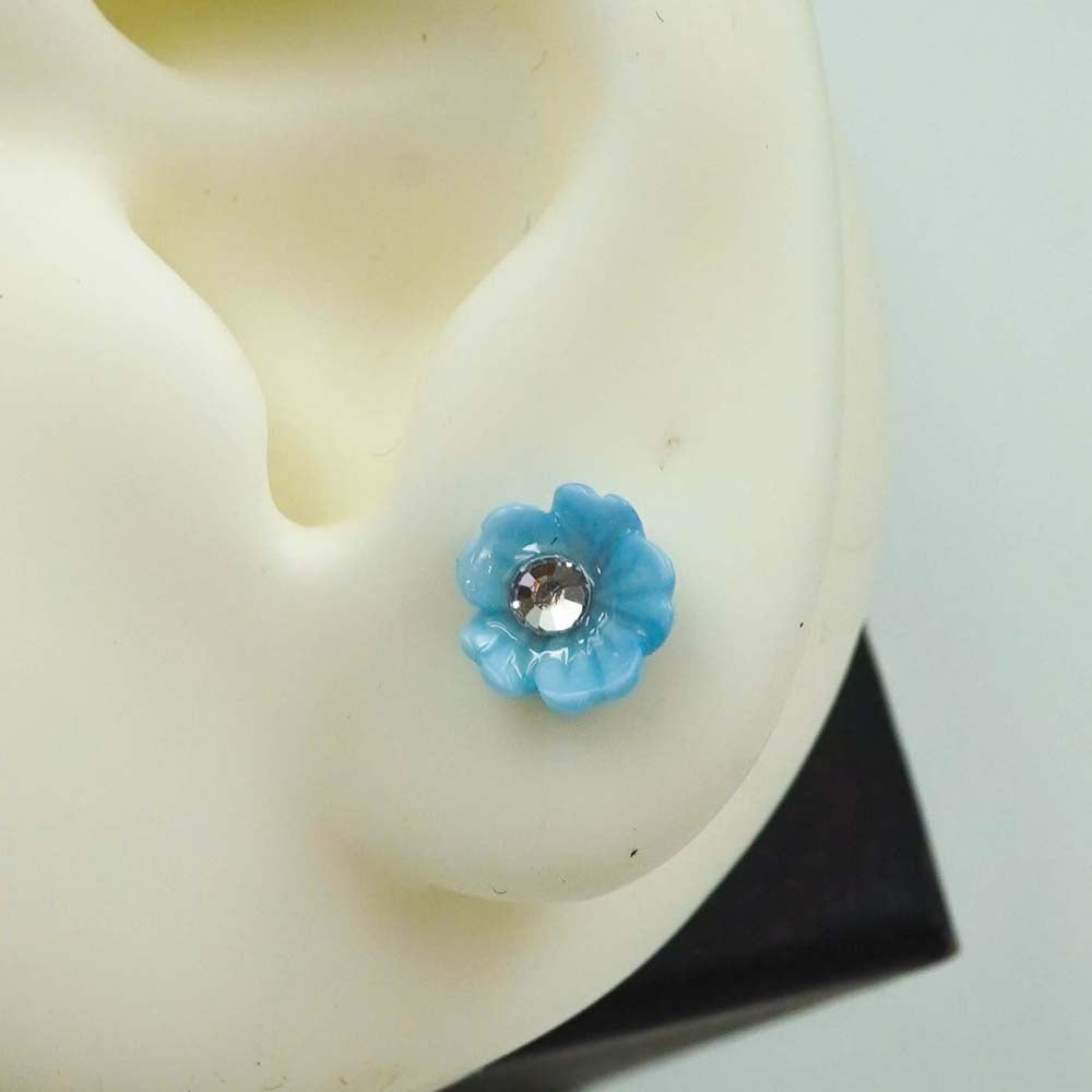 floral blue studs
