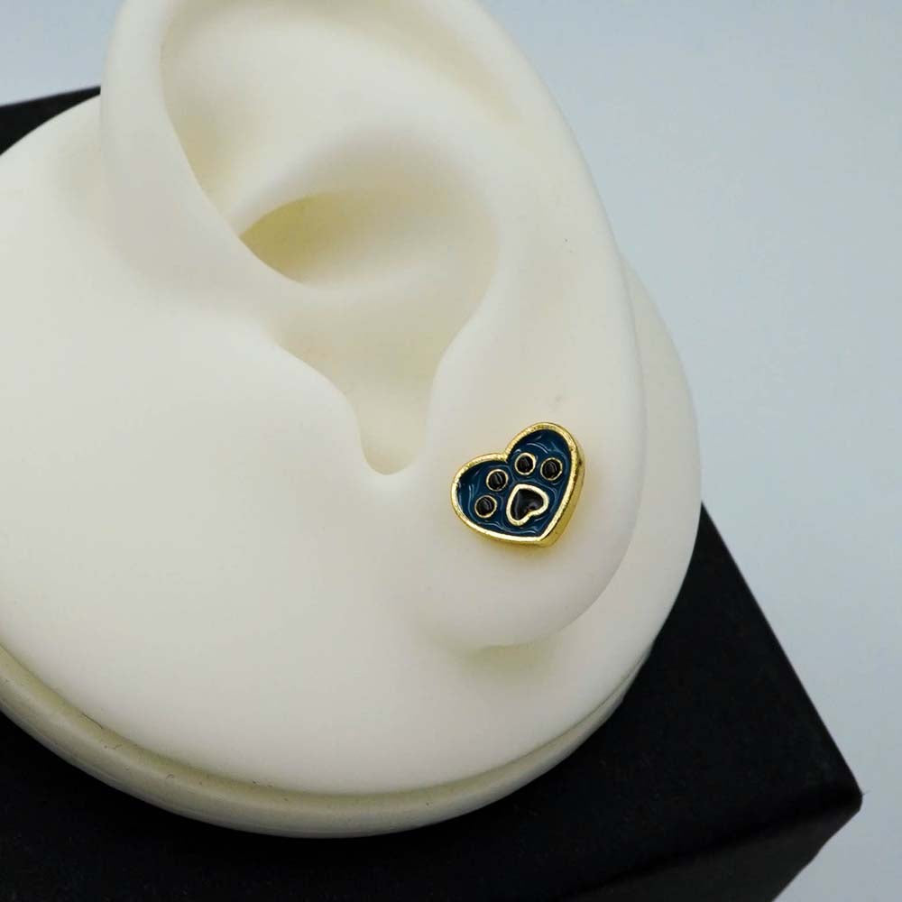 paw heart studs