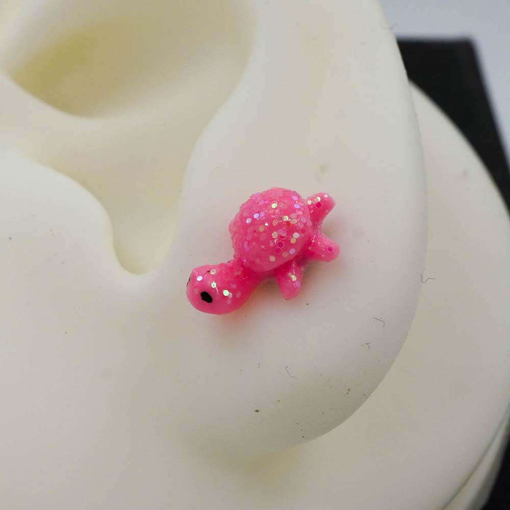 pink turtle studs