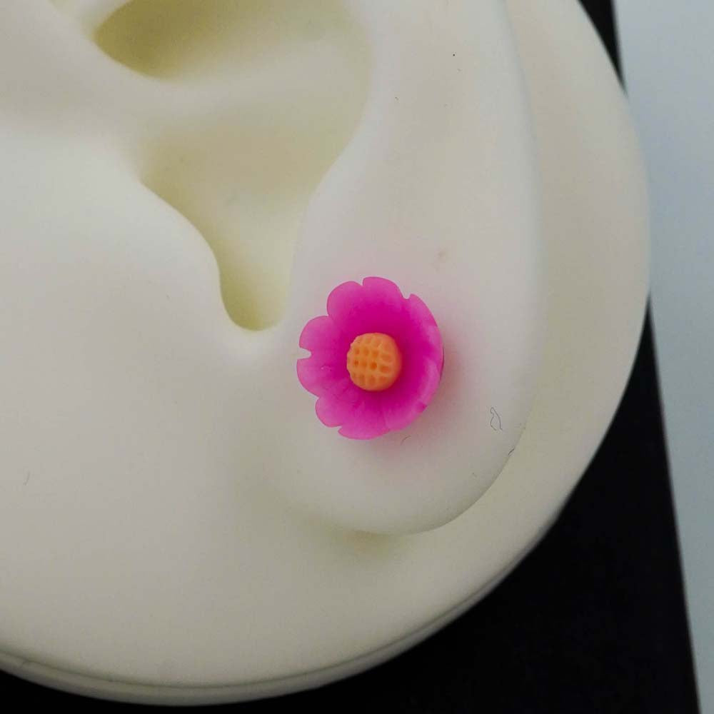 pink daisy studs