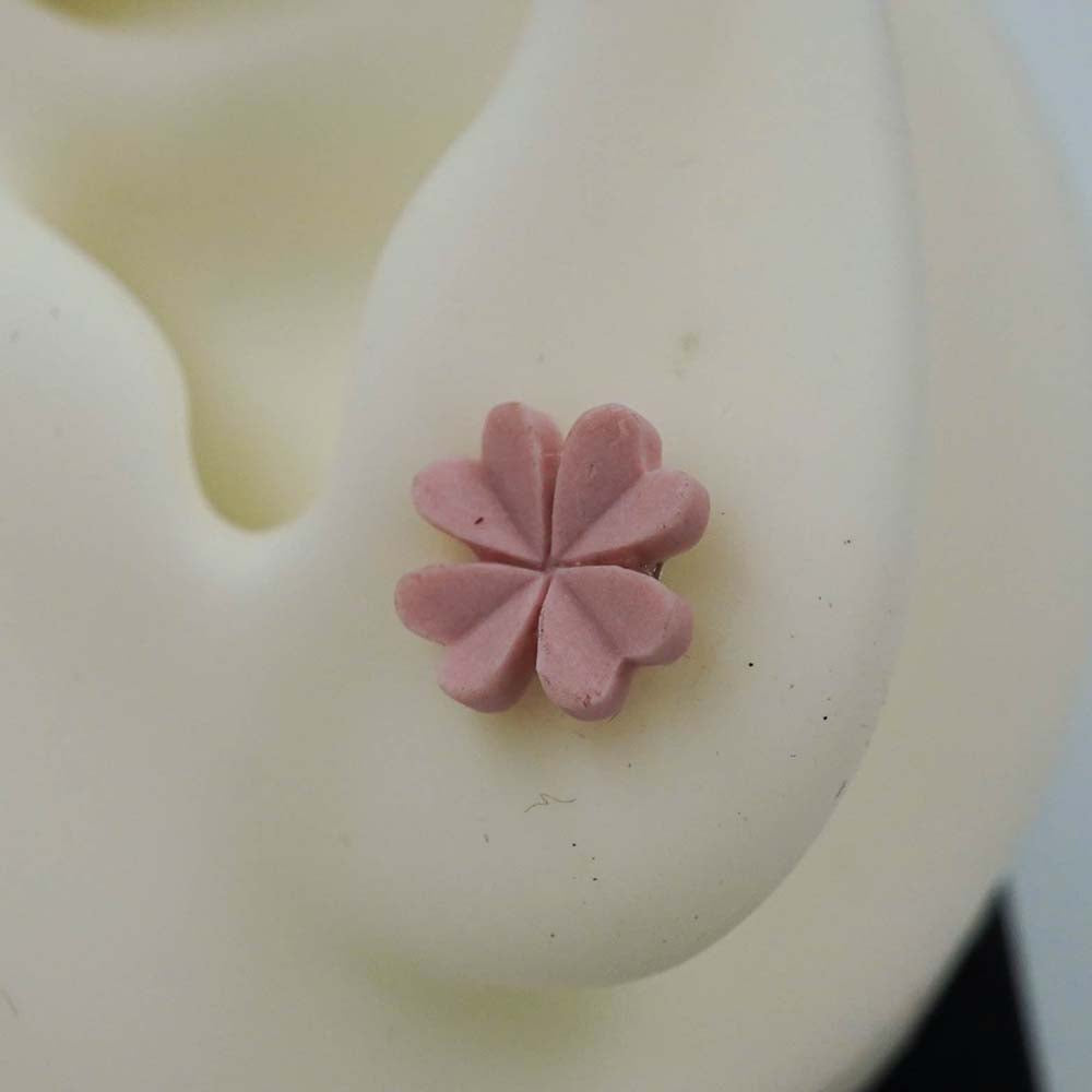 baby pink flower studs