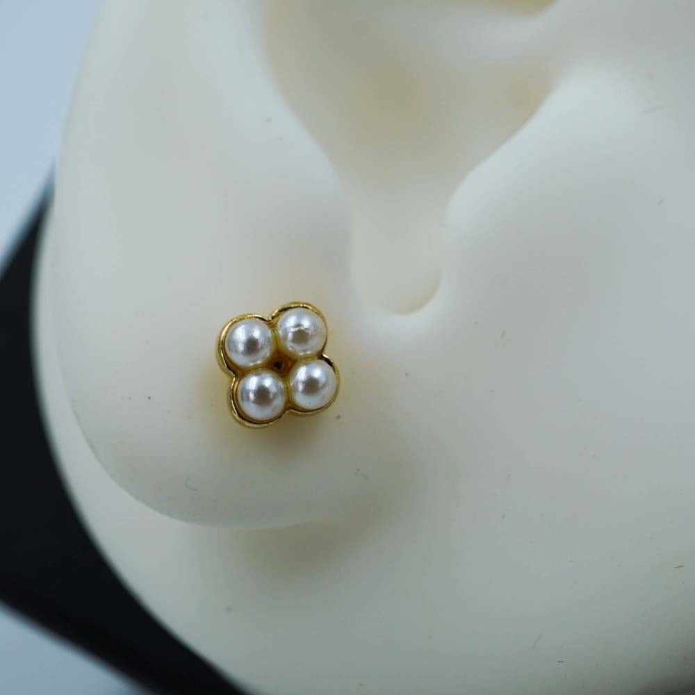 square pearl studs