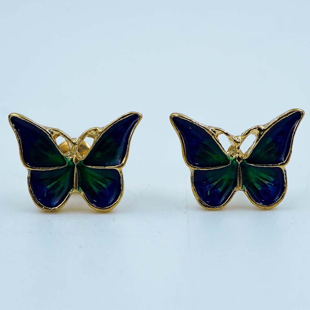 blue green butterfly studs
