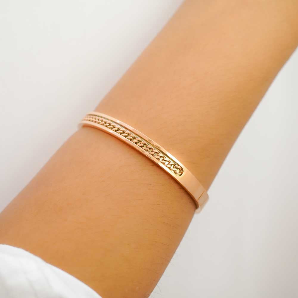 chained rose gold plated band