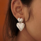 double heart studs