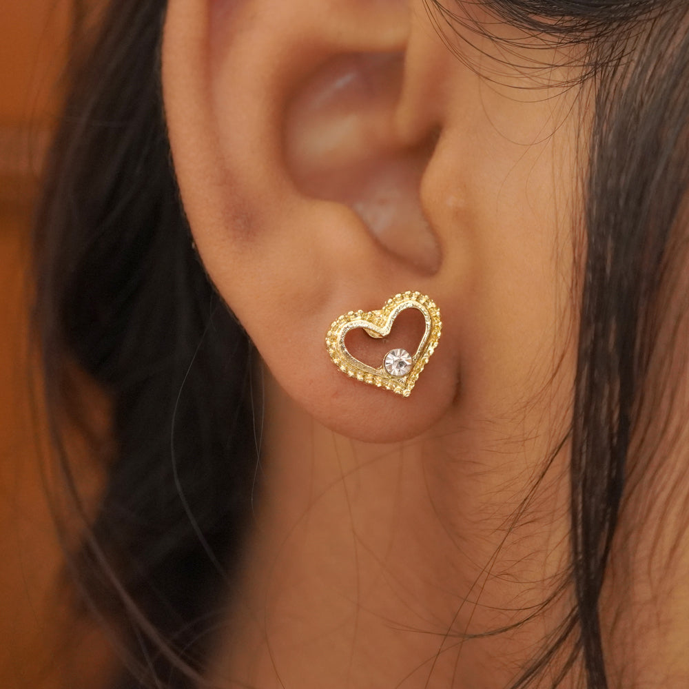 heart zircon studs