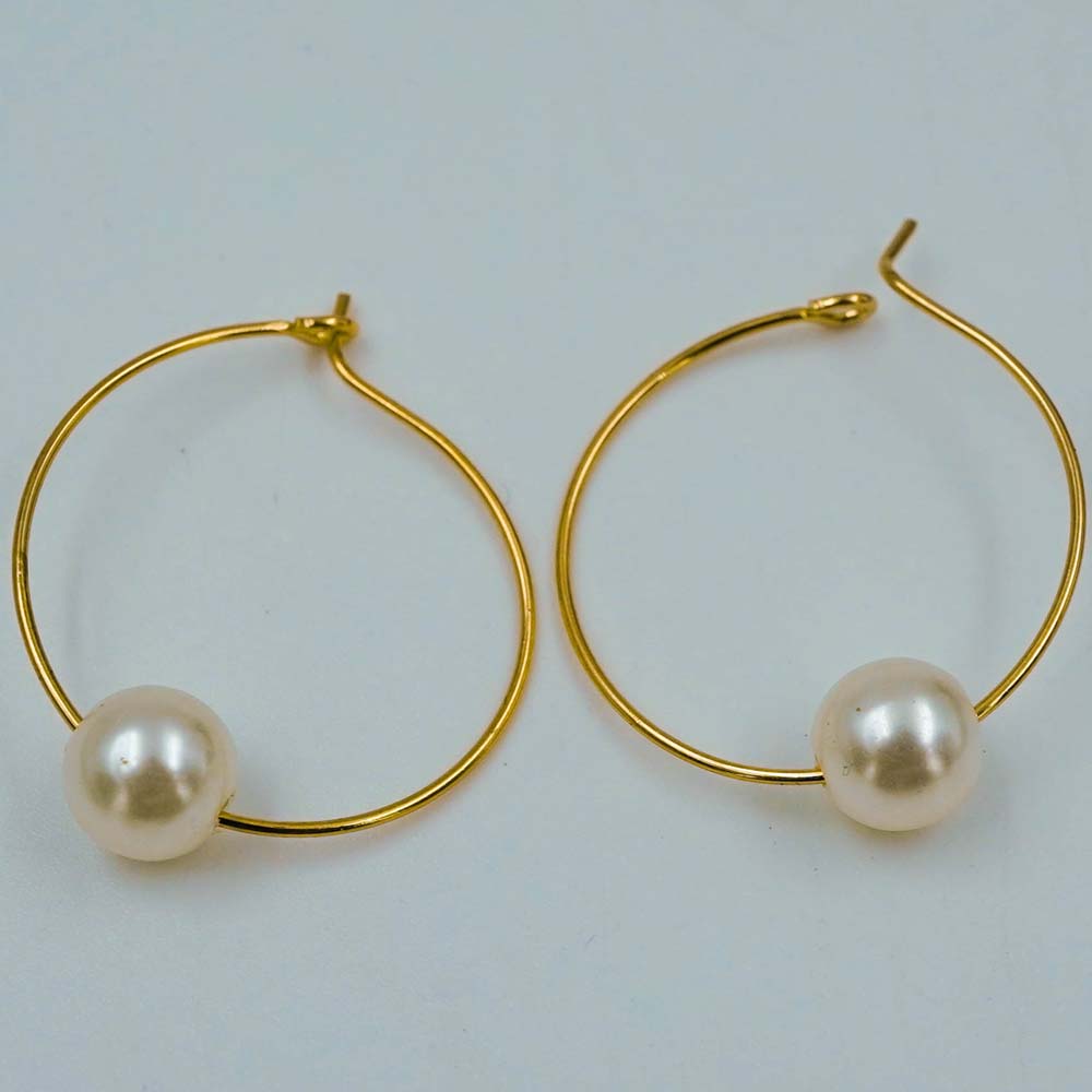 single pearl hoops