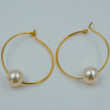 single pearl hoops