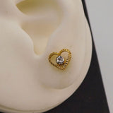 hollow heart zircon studs  D770