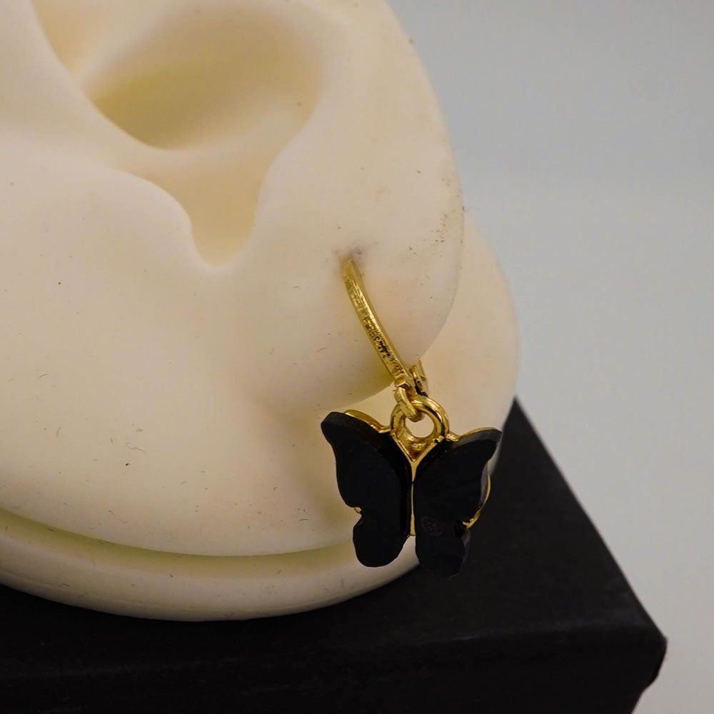 enamel black butterfly earrings