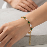 Enchanted Forest Emerald & Clear Teardrop Bracelet