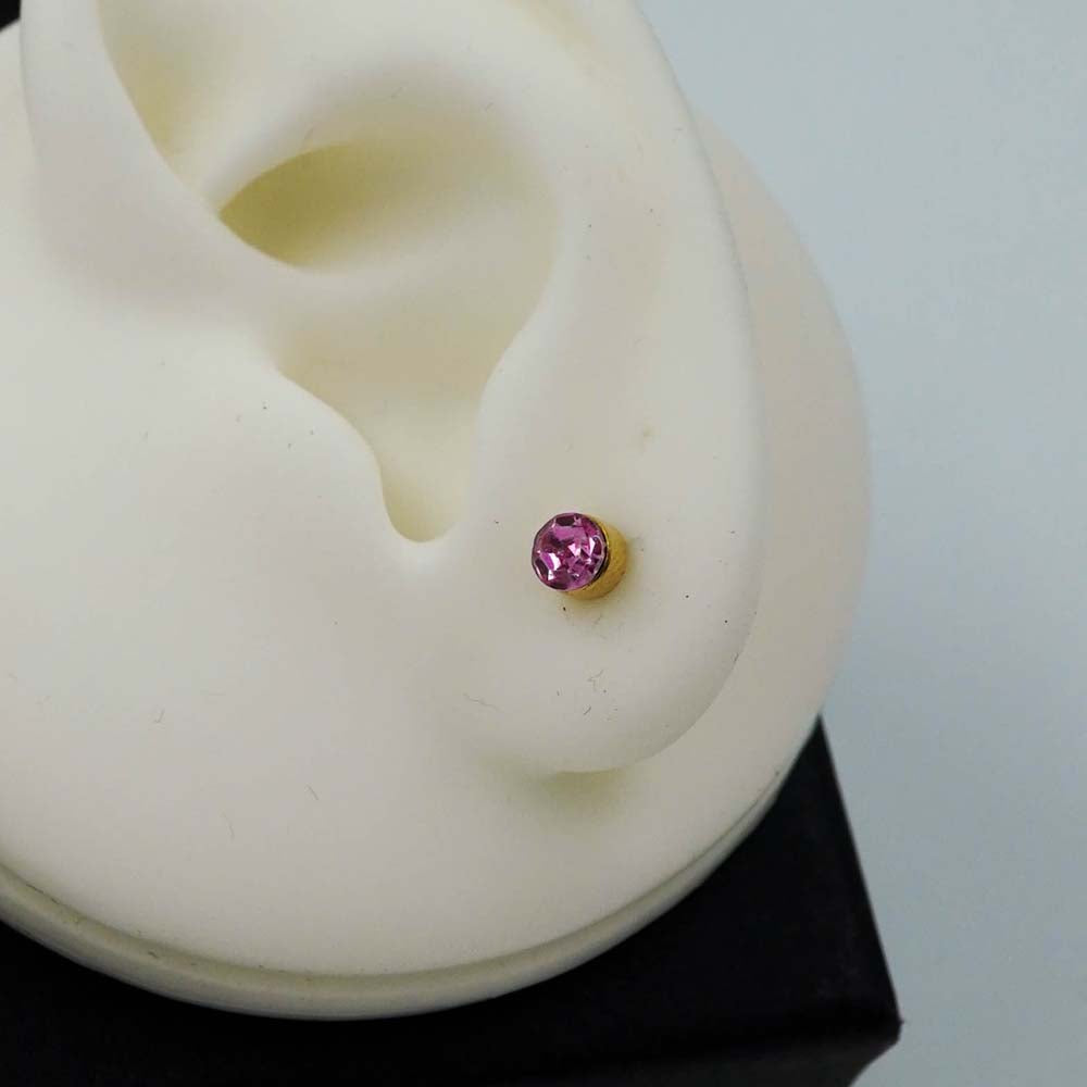 pink zircon studs