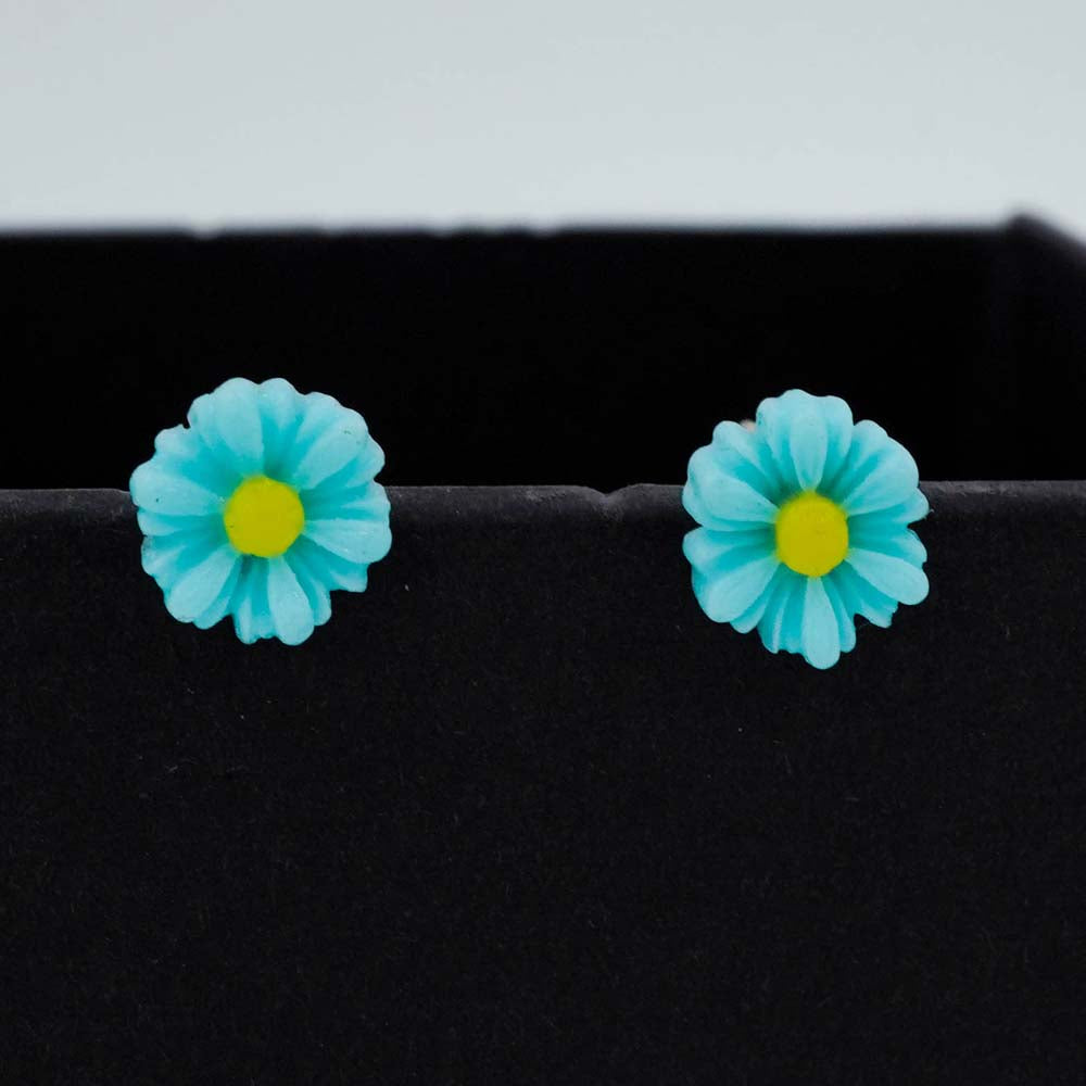 cyan flower studs