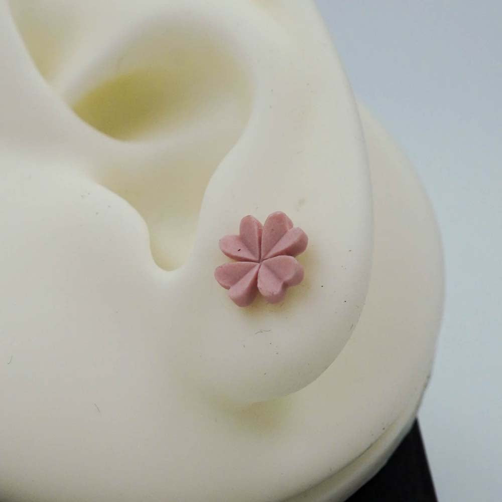baby pink flower studs