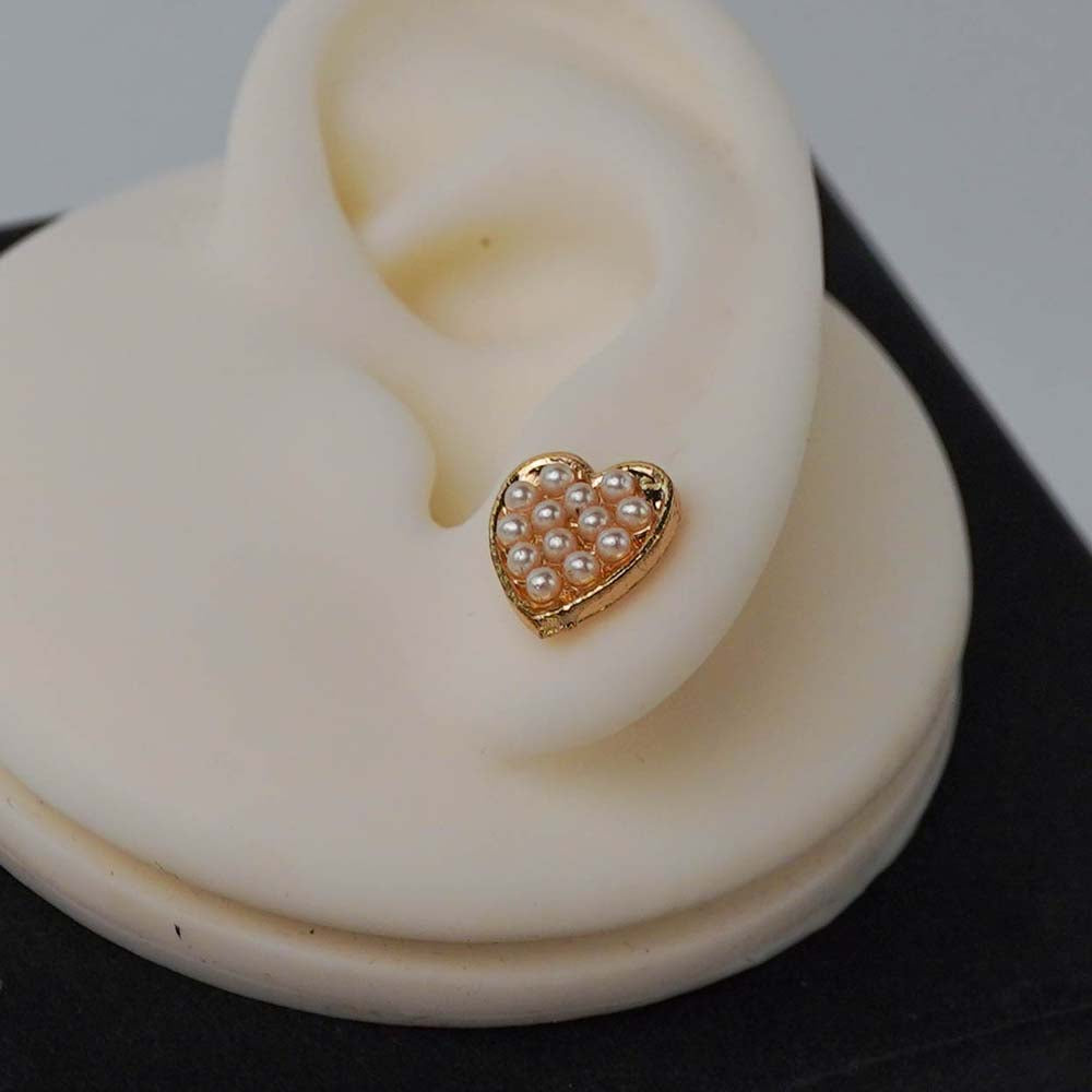 pearl studded heart studs_D1186