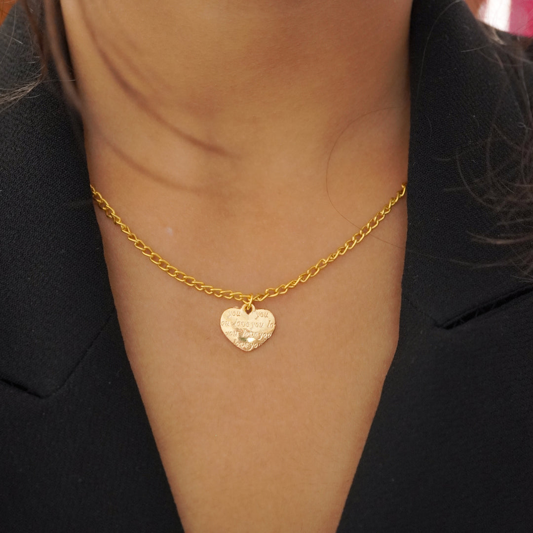 love you engraved pendant