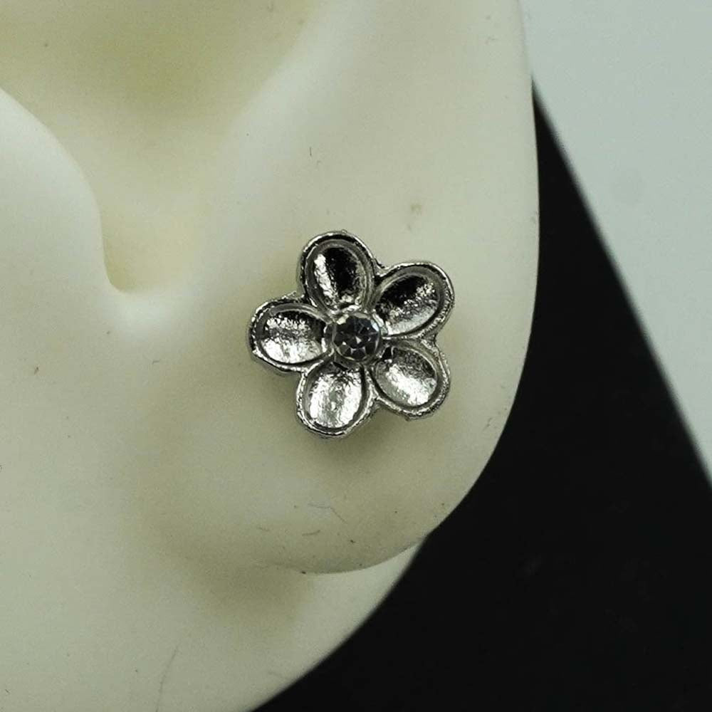 silver flower studs
