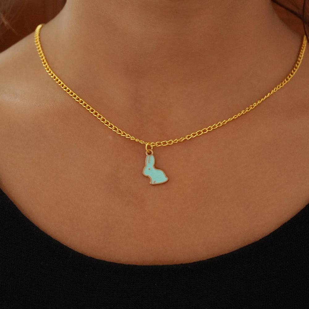cyan rabbit pendant