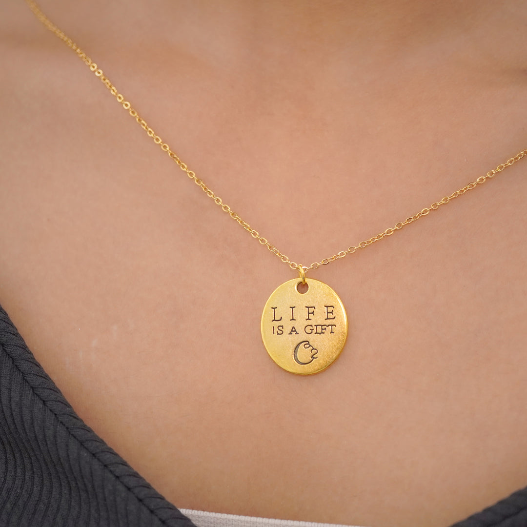 life is a gift pendent both side engraved