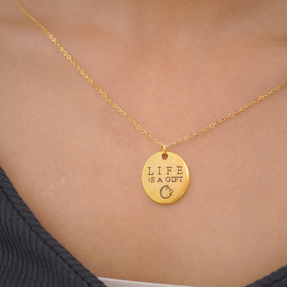 life is a gift pendent both side engraved