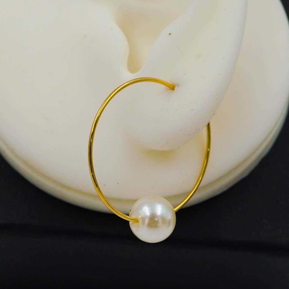 single pearl hoops