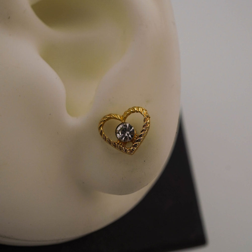 hollow heart zircon studs  D770