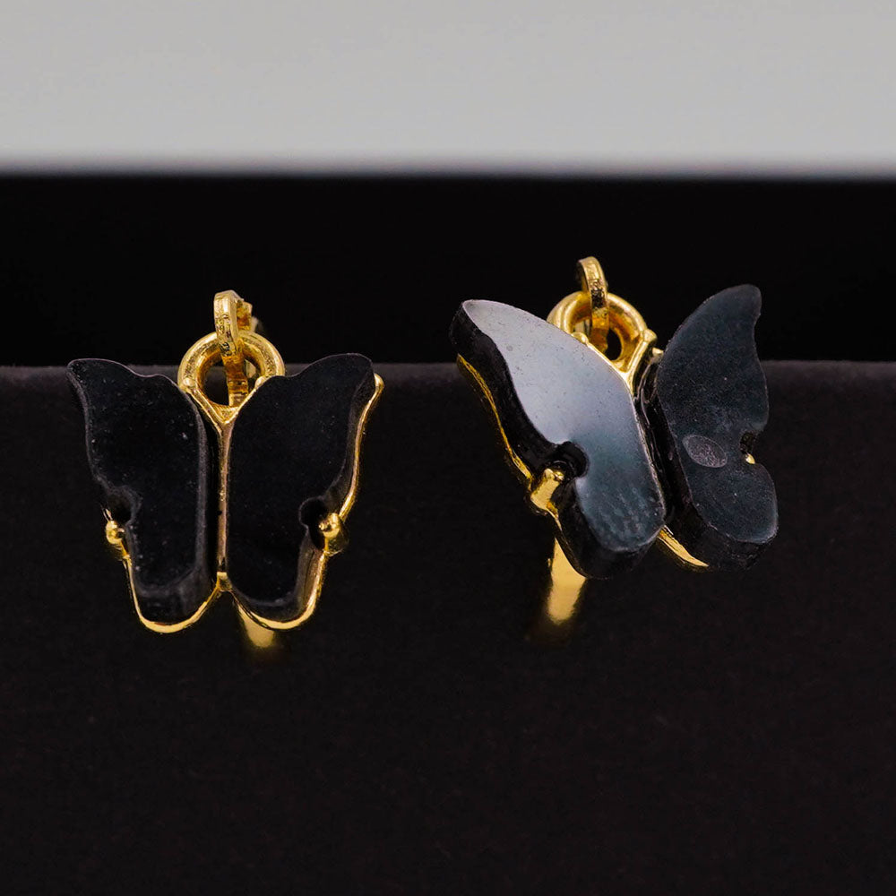 enamel black butterfly earrings