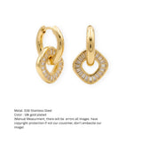 Gold-Tone Baguette Drop Hoop Earrings