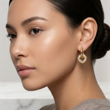 Gold-Tone Baguette Drop Hoop Earrings