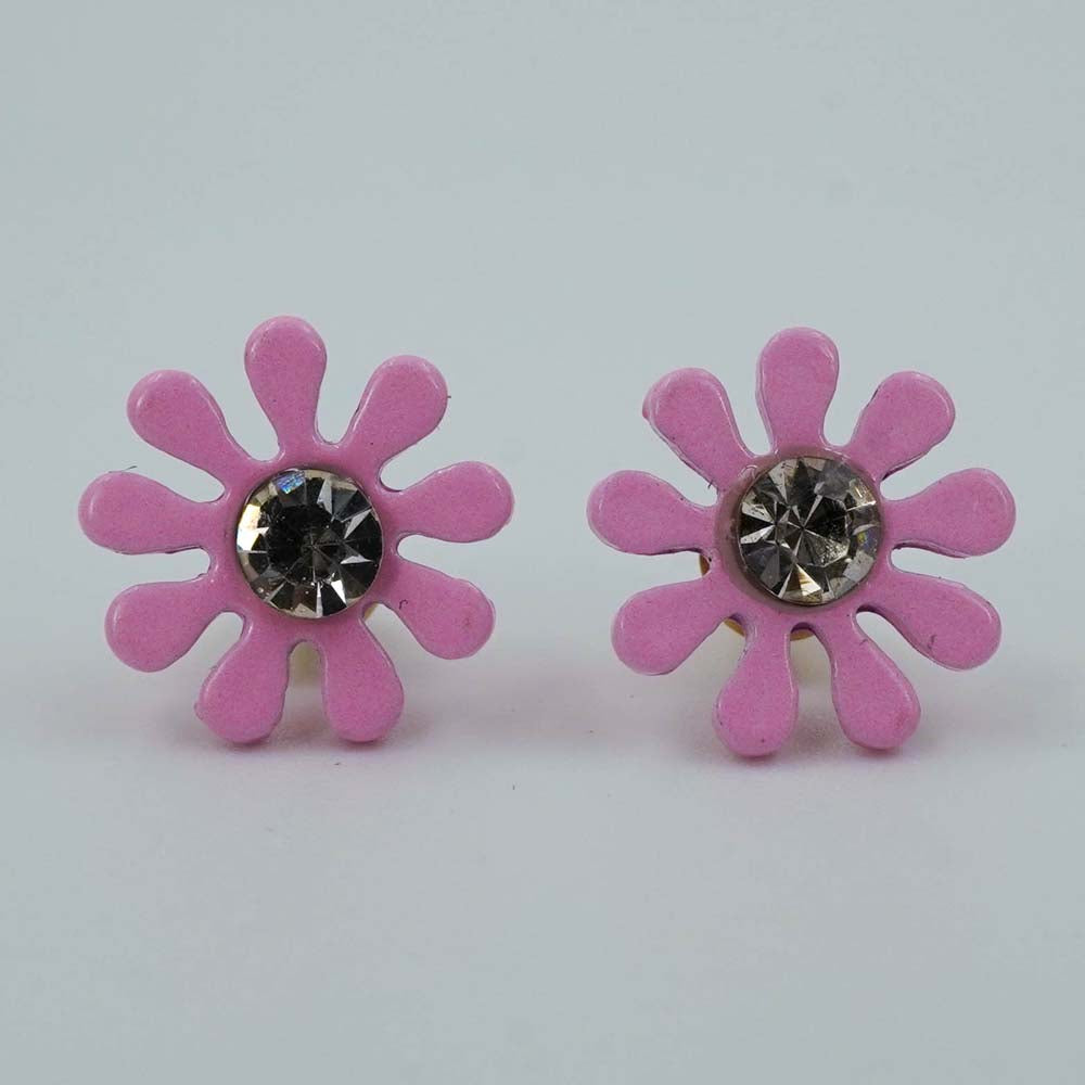 pink flower studs D1128
