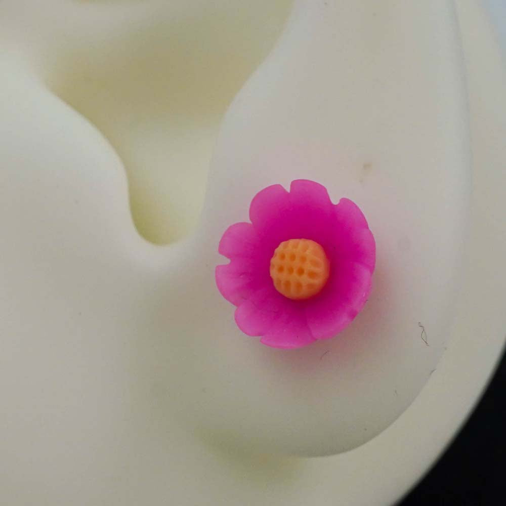 pink daisy studs