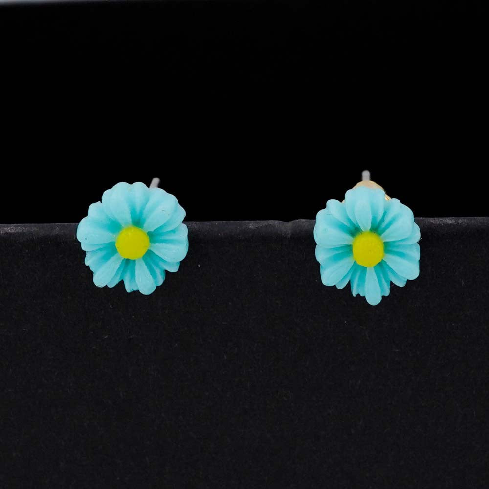 cyan flower studs