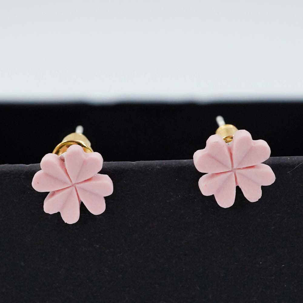 baby pink flower studs