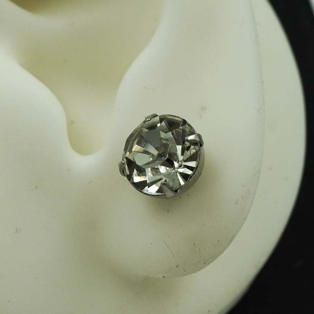 silver zircon studs