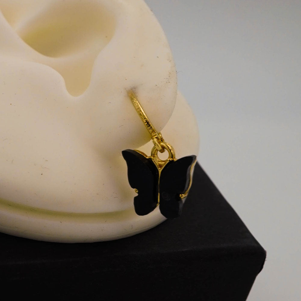 enamel black butterfly earrings