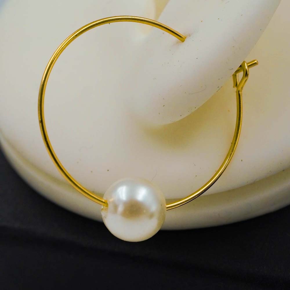 single pearl hoops