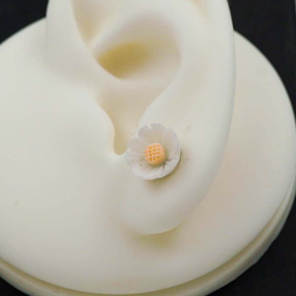 white flower studs
