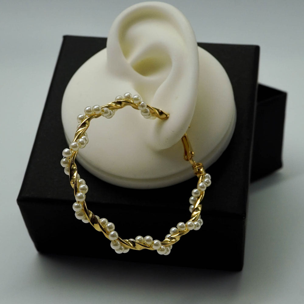twisted pearl layered hoops
