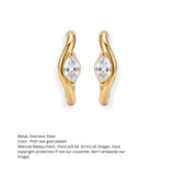 Gold-Tone Marquise Stone Huggie Hoop Earrings