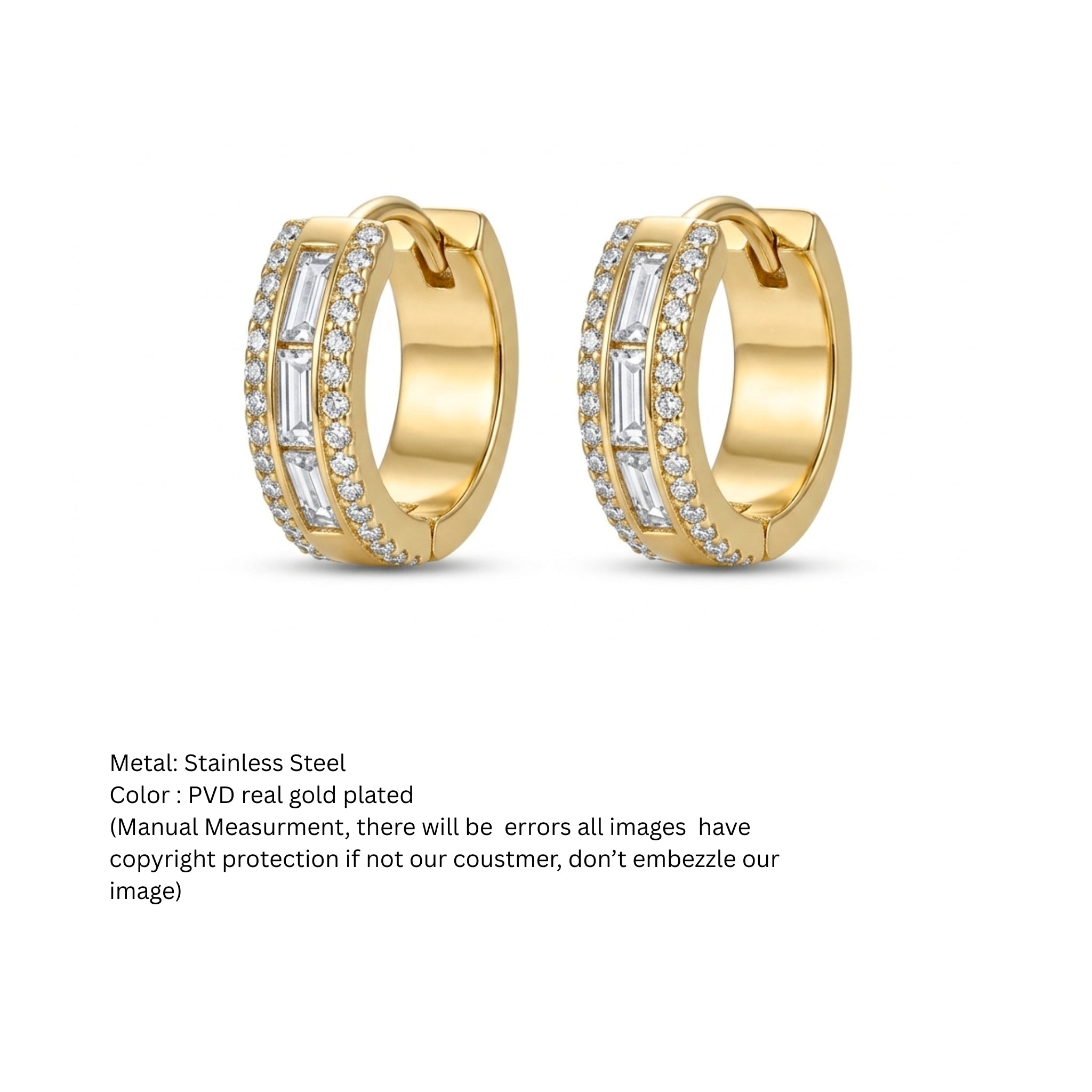 Gold-Tone Multi-Row Stone Huggie Hoop Earrings