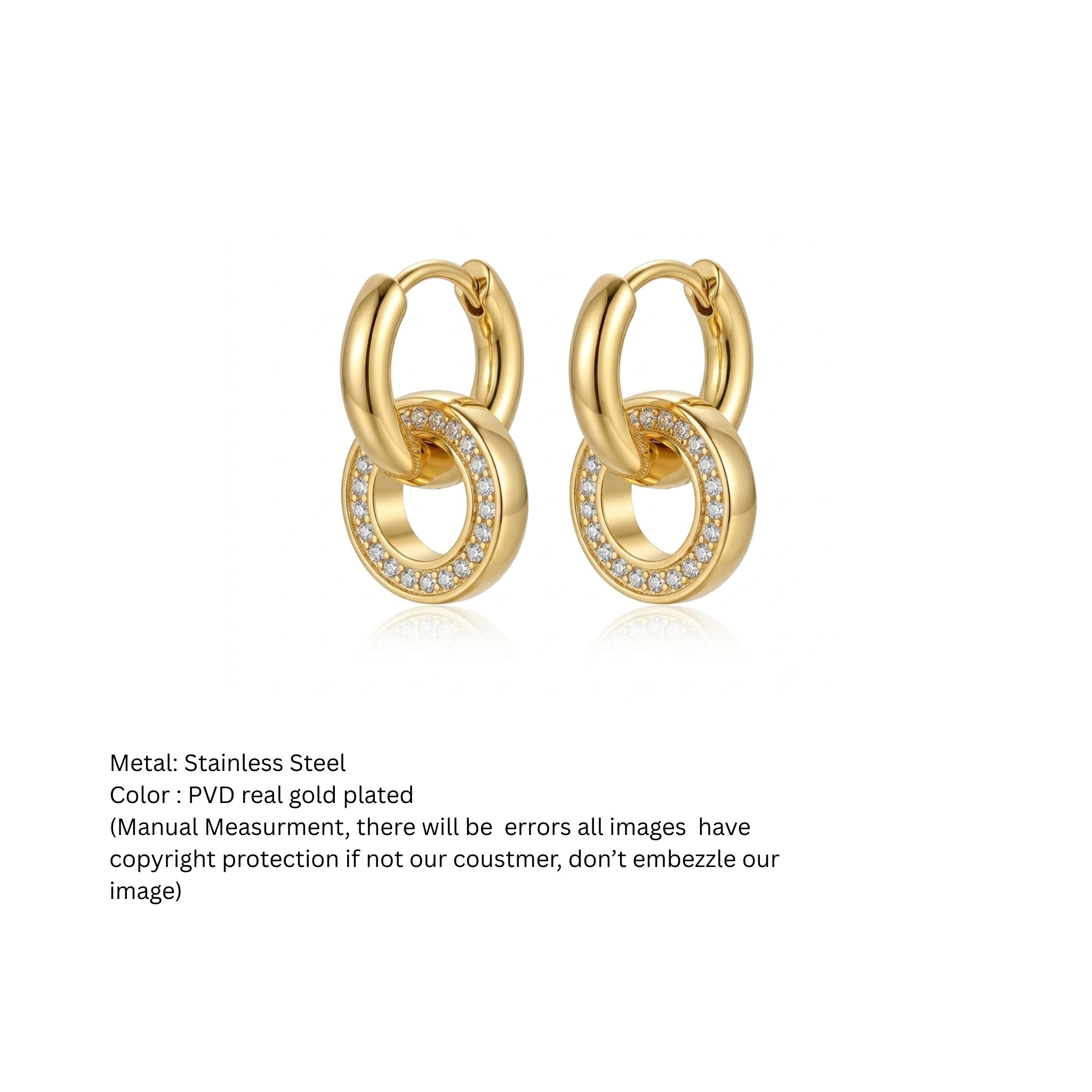 Gold-Tone Pavé Circle Drop Hoop Earrings