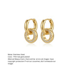 Gold-Tone Pavé Circle Drop Hoop Earrings