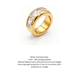 Elegant 18K Gold Plated Baguette Cut Zirconia Statement Ring