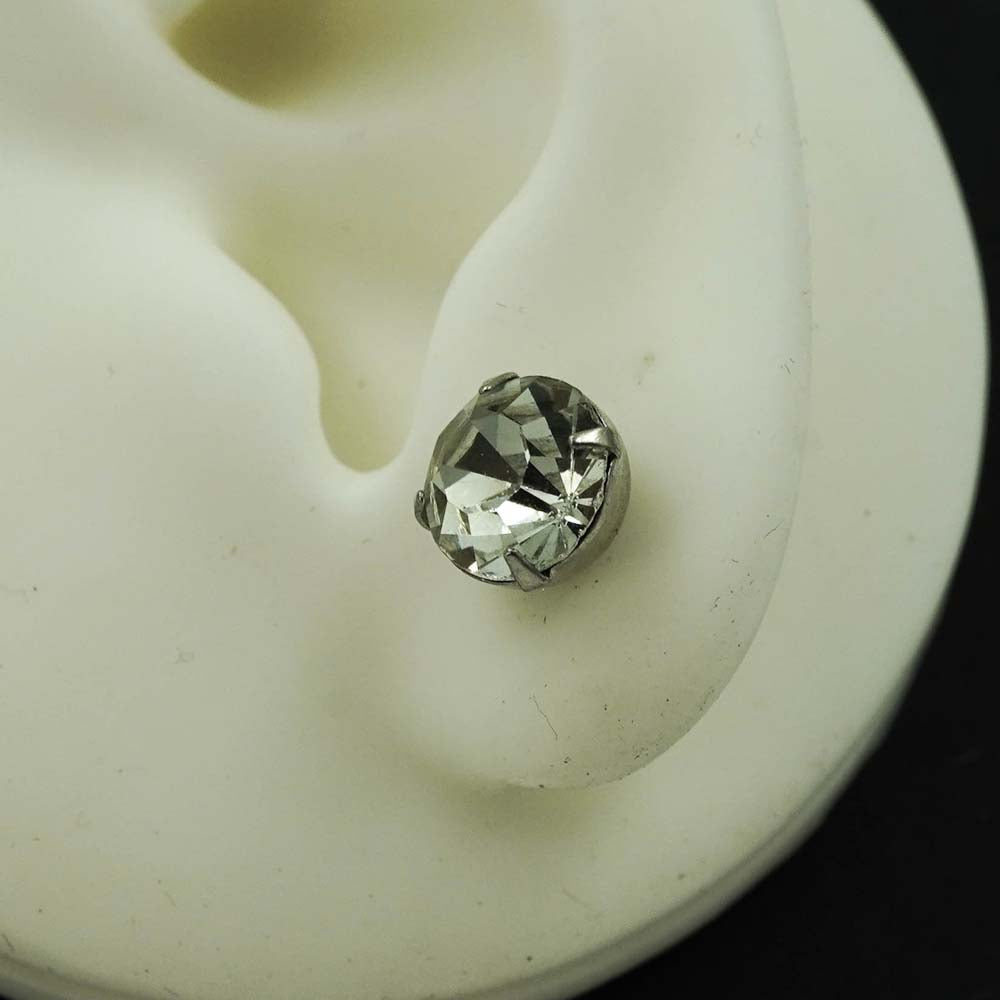 silver zircon studs