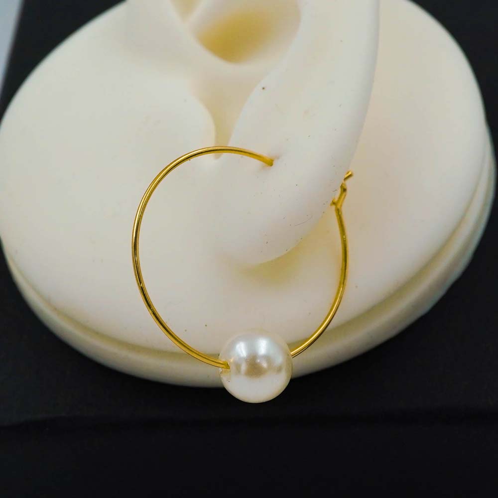 single pearl hoops