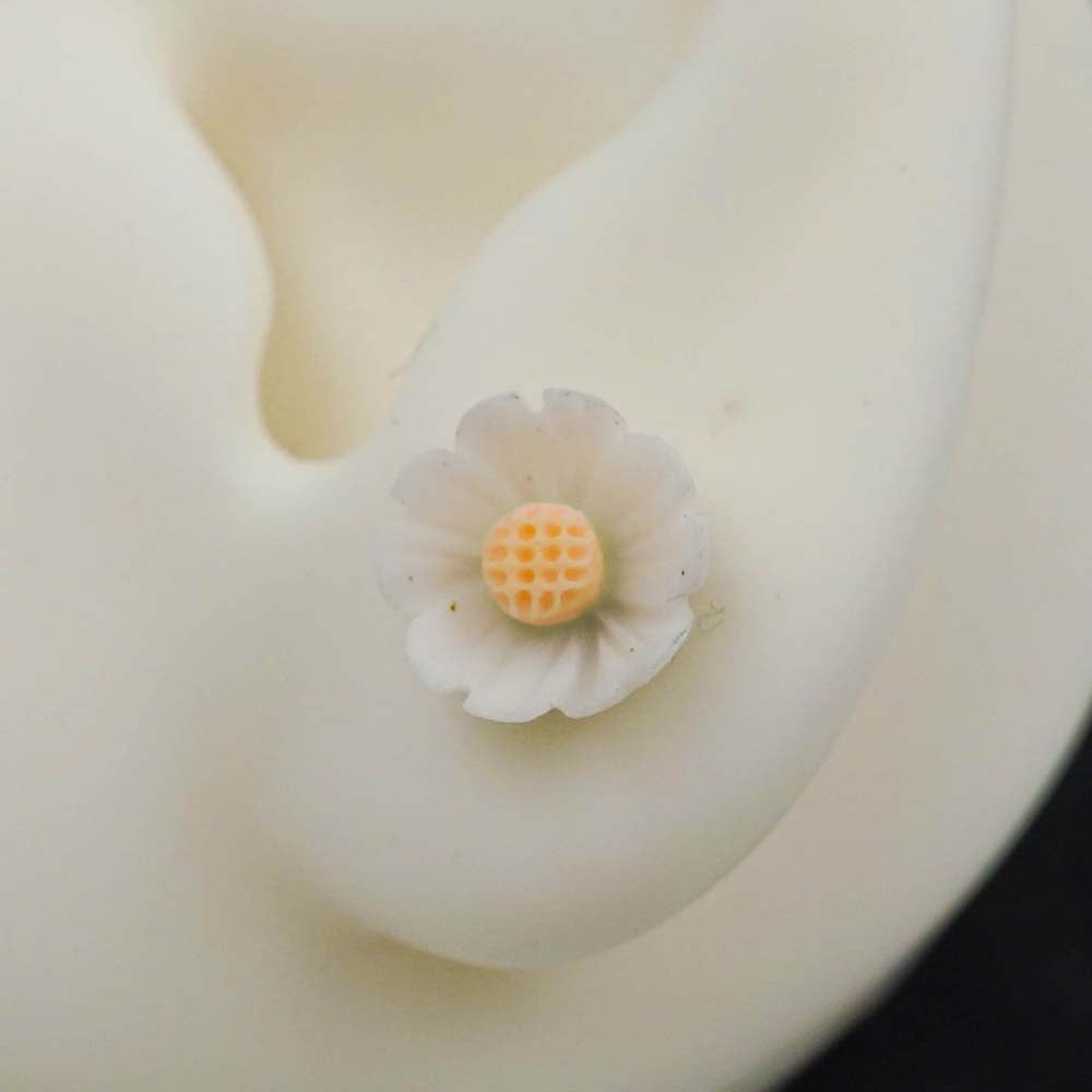 white flower studs