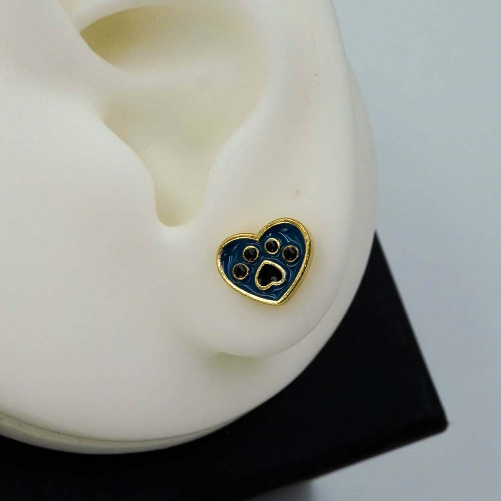 paw heart studs