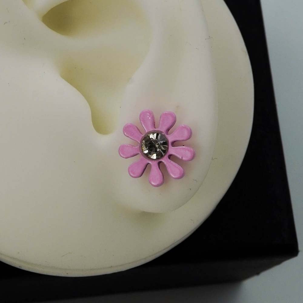 pink flower studs D1128